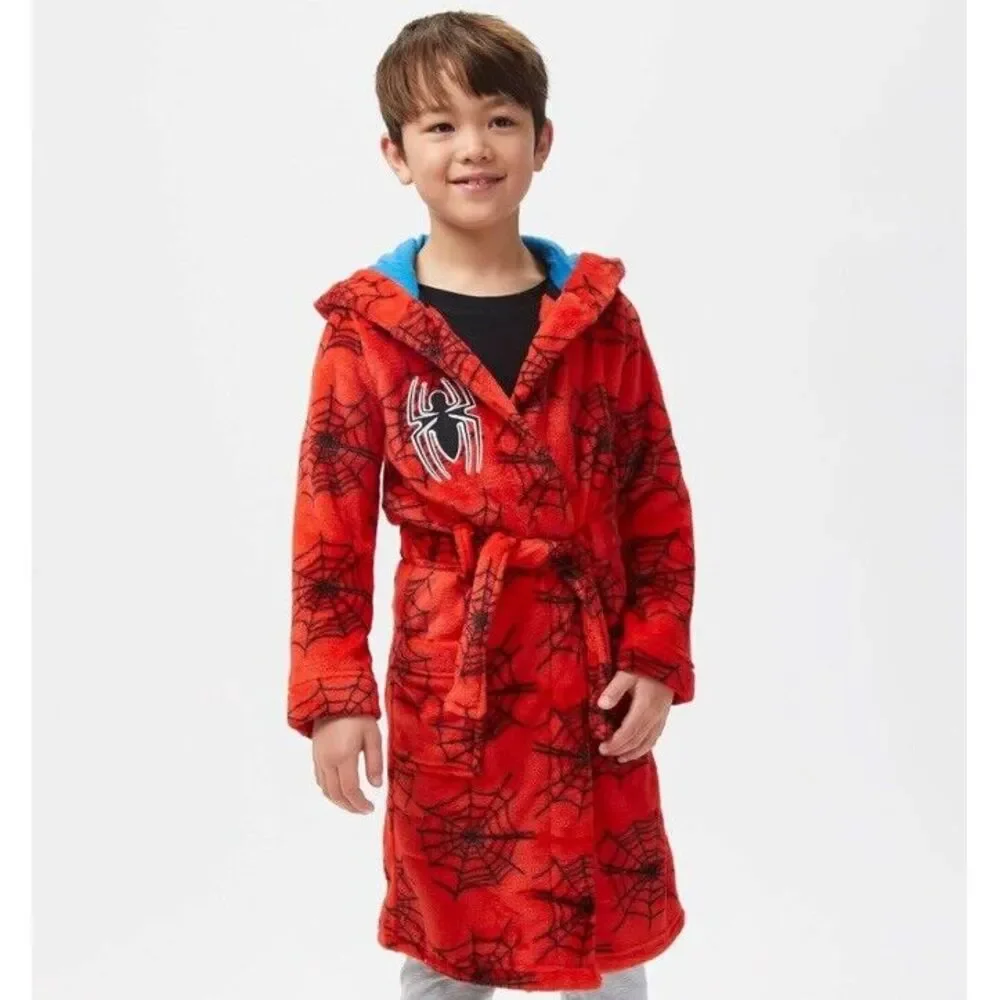 Marvel‎ Spiderman Kids Boys Size 6 Hooded Webbed Robe